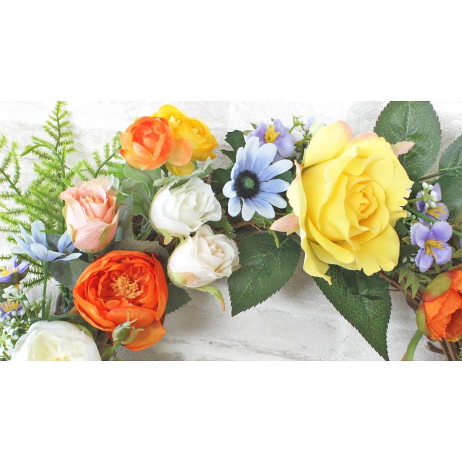 造花 バラ ラナンキュラスやローズの柔らかな色合いの上品なリース シルクフラワー CT触媒 アレンジ インテリア フラワーアレンジ フラワーアレンジメント arg｜silkflower｜05