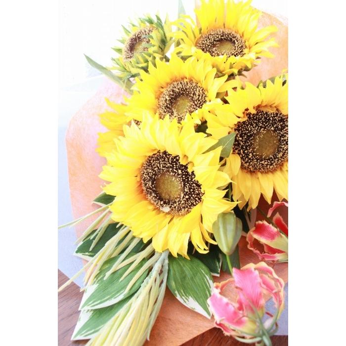 造花 夏のひまわりの花束 シルクフラワー CT触媒 アレンジ インテリア