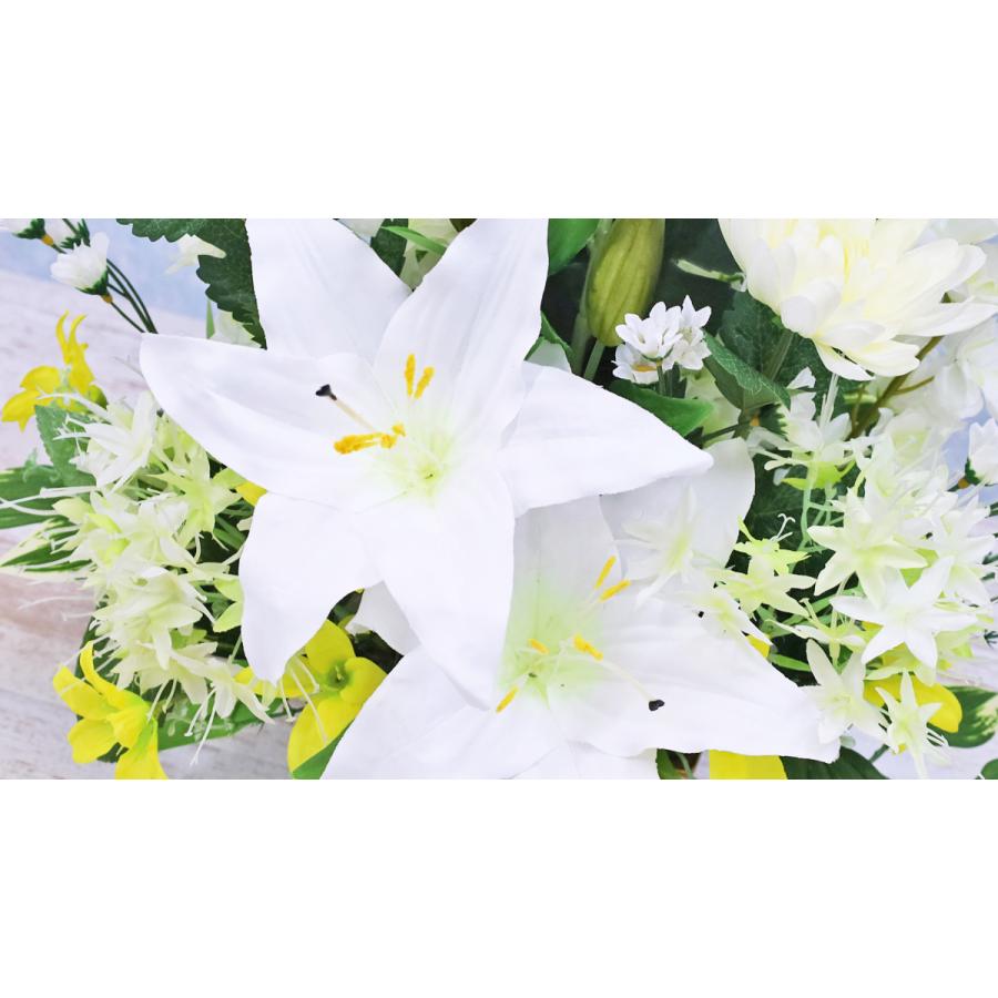 造花 カサブランカとデルフィニウムのアレンジ シルクフラワー お供え 花 仏花 CT触媒 bar_3