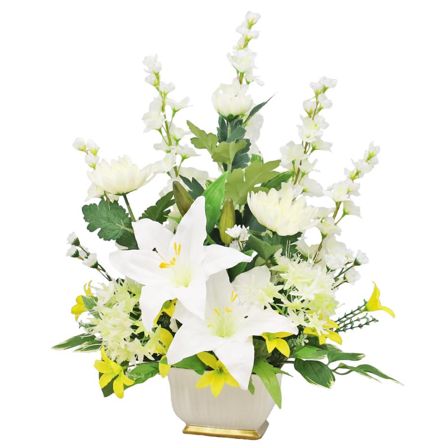 造花 カサブランカとデルフィニウムのアレンジ シルクフラワー お供え 花 仏花 CT触媒 bar_4
