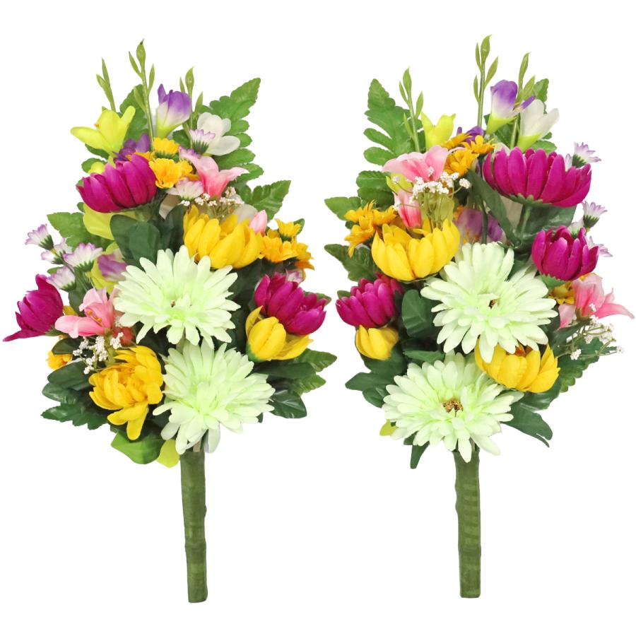 造花 仏花 シルクフラワーの菊の花束 一対 CT触媒 お彼岸 お盆 お仏壇