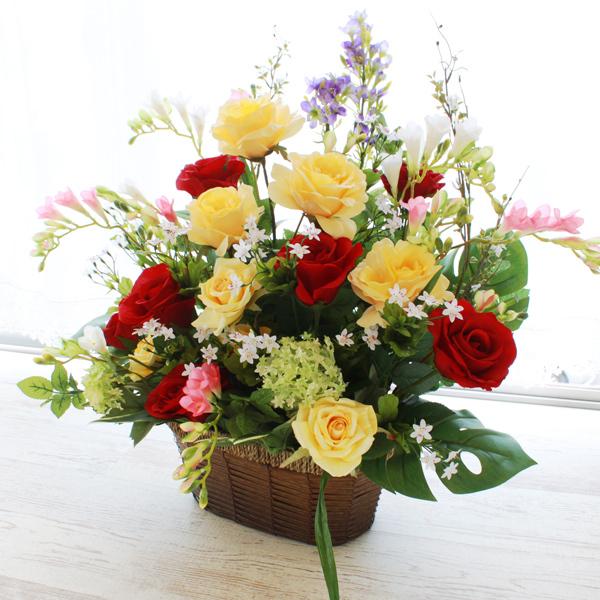 毎回完売 造花 黄色いバラのボリュームたっぷりなアレンジ シルクフラワー Ct触媒 日本産 Sorasvie Rw