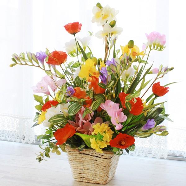 造花 ポピーや菜の花のボリュームのあるアレンジ シルクフラワー CT触媒 arg