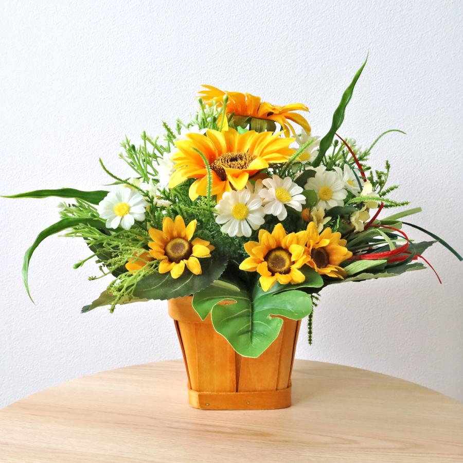 造花 ヒマワリとミックスデイジーのアレンジ ひまわり 向日葵 CT触媒