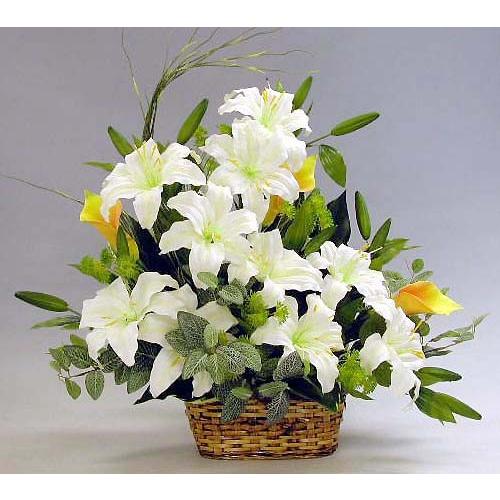 カサブランカ 造花 上品なカサブランカの大きなアレンジ シルクフラワー CT触媒 インテリア フラワーアレンジ フラワーアレンジメント arg