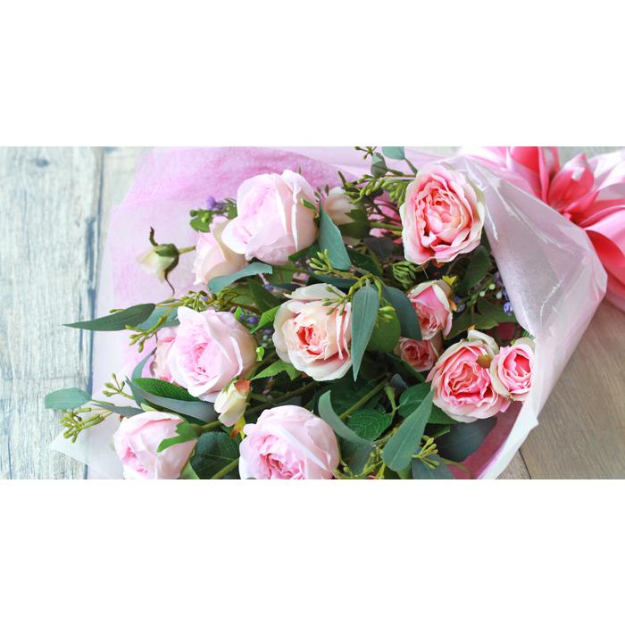 造花 ソフトピンクローズとユーカリの花束 シルクフラワー CT触媒