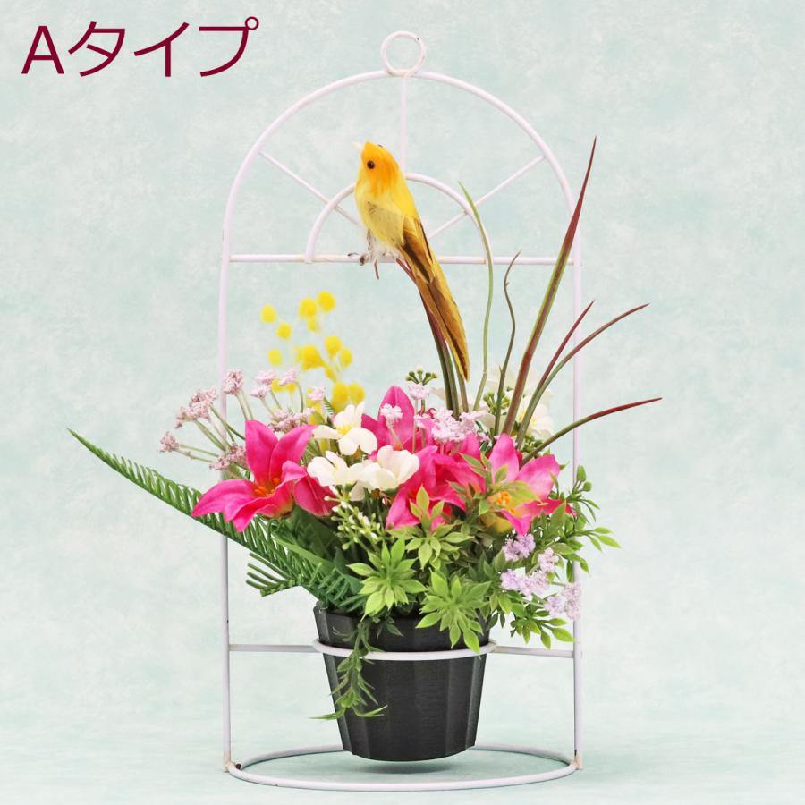 造花 鳥かごモチーフの春のアレンジ CT触媒 シルクフラワー インテリア