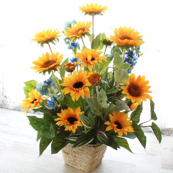 造花 夏のひまわりの大きめアレンジ シルクフラワー CT触媒 arg