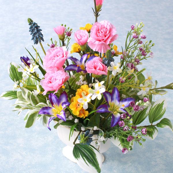 造花 仏花 カーネーションとコーンフラワーのアレンジ シルクフラワー Ct触媒 1907 6568 シルクフラワーの山久ヤフー店 通販 Yahoo ショッピング