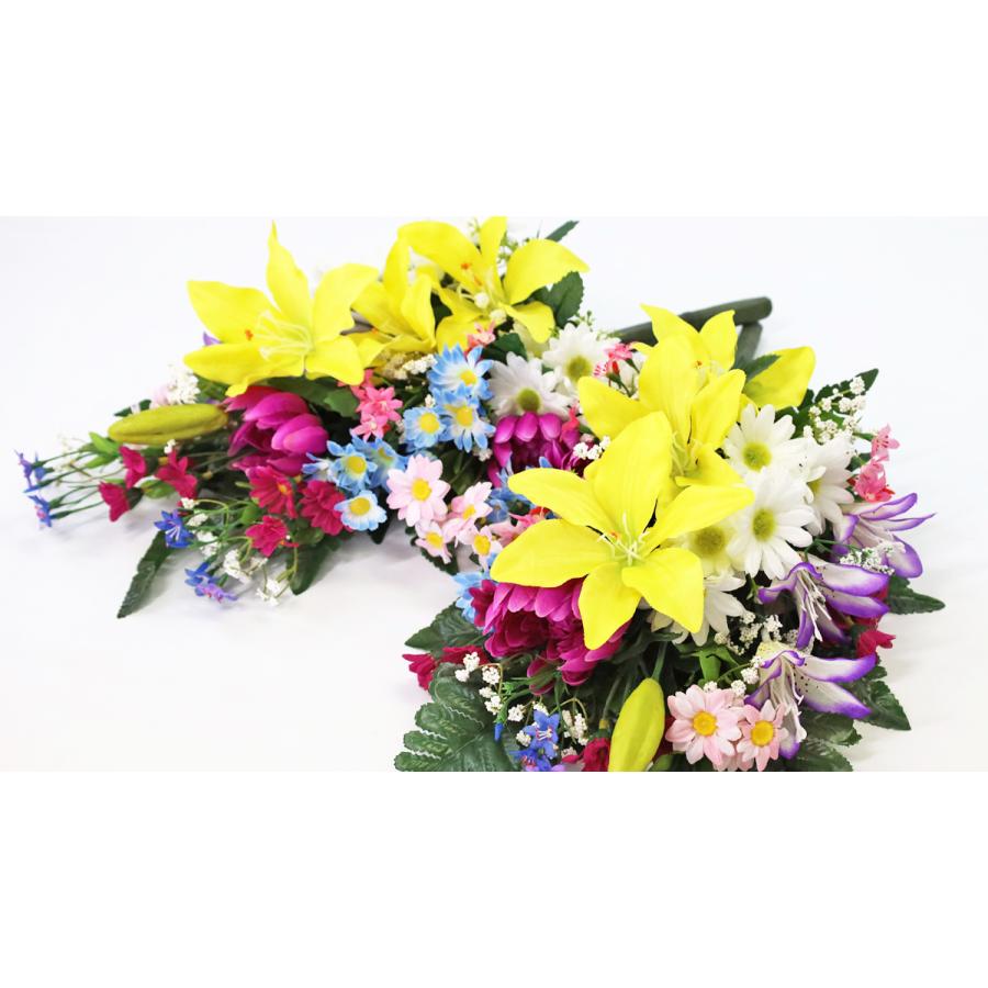 造花 仏花 菊やリリーの仏様の花束一対 CT触媒 シルクフラワー お彼岸