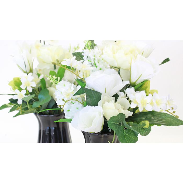 造花 仏花 ジャスミンとピオニーの清楚な花束 一対 Ct触媒 シルクフラワー お仏壇 花 お供え 人気 お盆 お彼岸 お墓