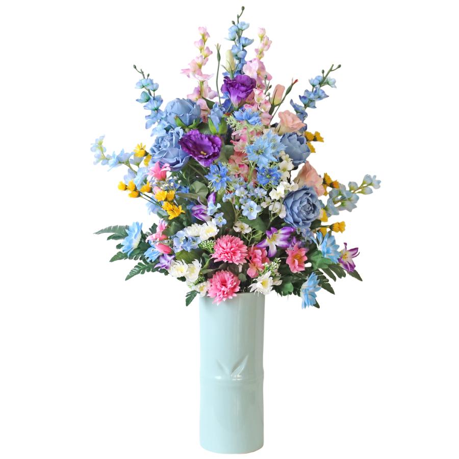 造花 仏花 青いバラの仏様の大きな花束 一本(一束) CT触媒 シルクフラワー お彼岸 お盆 お仏壇 お墓 花 お供え 屋外 屋内 兼用 btb_2
