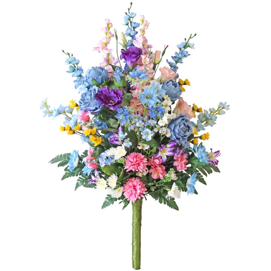 造花 仏花 青いバラの仏様の大きな花束 一本(一束) CT触媒 シルクフラワー お彼岸 お盆 お仏壇 お墓 花 お供え 屋外 屋内 兼用 btb_3