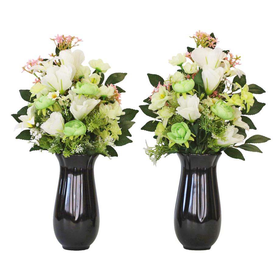 造花 仏花 ラナンキュラスとヒサカキの花束一対 CT触媒 シルクフラワー