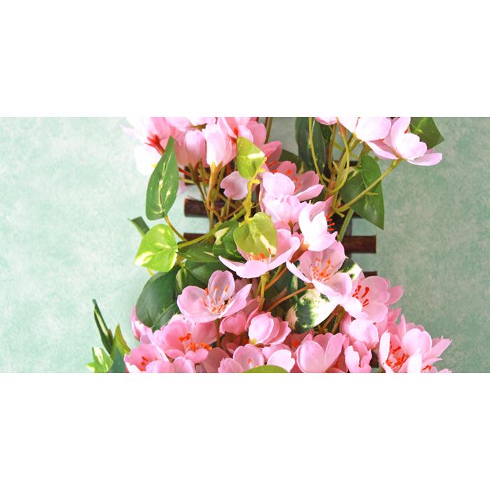 造花 桜とポトスの壁掛けアレンジ CT触媒 シルクフラワー インテリア