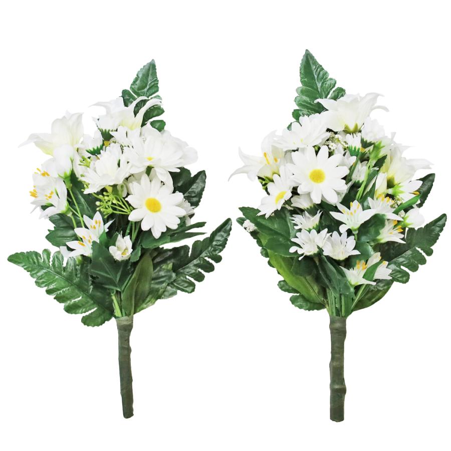 仏花　白百合　お花のみ一対 仏花 造花 白いリリーの小花束一対 仏壇用 小さめ お仏壇 お墓用 CT