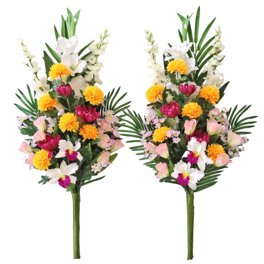 仏花 造花 ボールマムやカトレアの仏様の大きな花束一対 お仏壇 お墓用