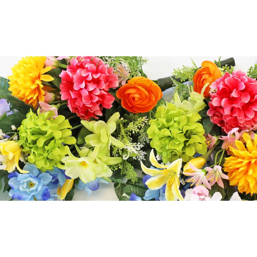 仏花 造花 カラフルダリアとオダマキの花束 一対 お仏壇 お墓用 CT触媒