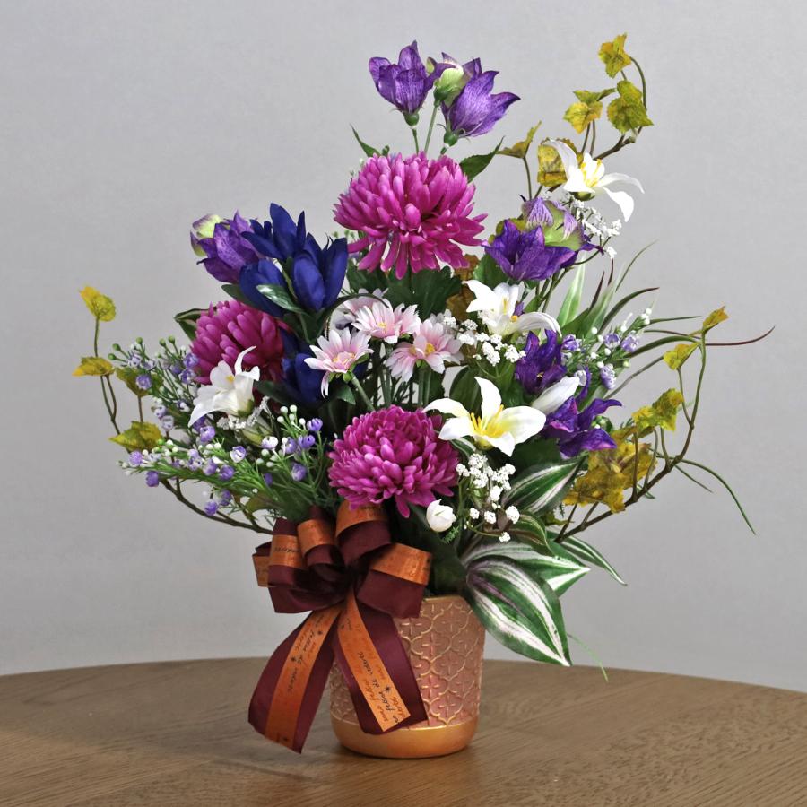 造花 玉菊とキキョウのアレンジ 秋のアレンジ シルクフラワー CT触媒
