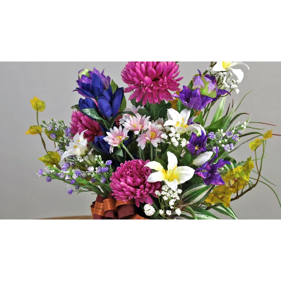 造花 玉菊とキキョウのアレンジ 秋のアレンジ シルクフラワー CT触媒
