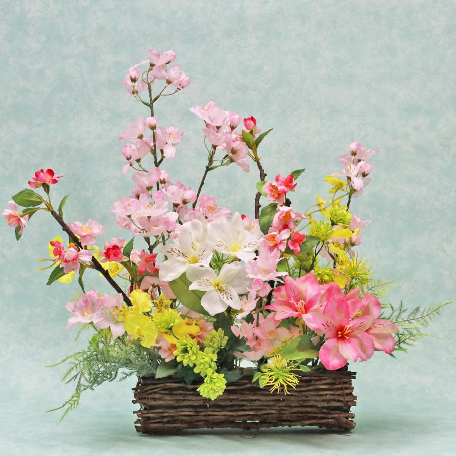 造花 桜とアルストロメリアのアレンジ シルクフラワー CT触媒