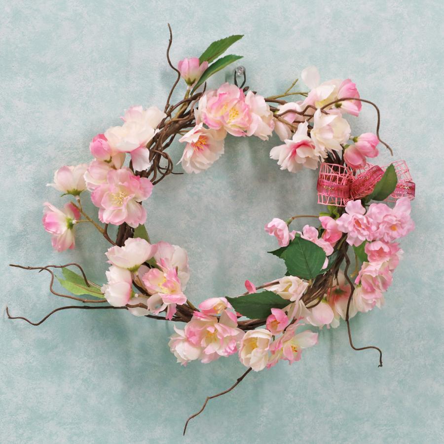 造花 しだれ桜のリースアレンジ シルクフラワー CT触媒 インテリア