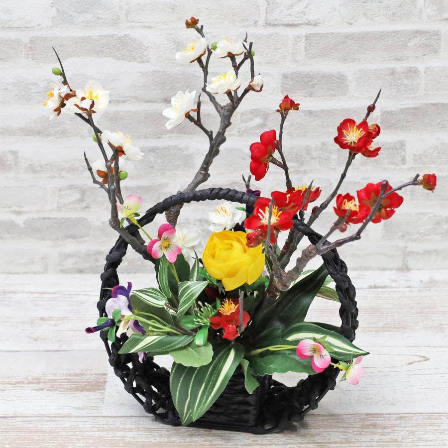 造花 古木な梅とパンジーのアレンジ シルクフラワー CT触媒 うめ