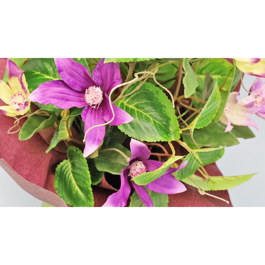 造花 クレマチスの鉢植え シルクフラワー CT触媒 テッセン アレンジ