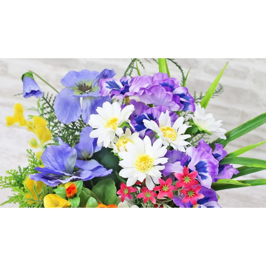 造花 デンファレとヴァイオレットパンジーのアレンジ シルクフラワー