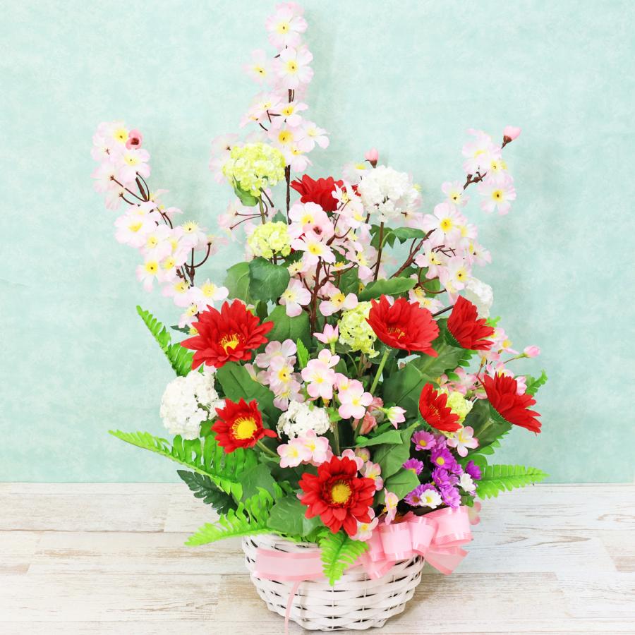 造花 桜とガーベラの春満開な大きなアレンジ シルクフラワー CT触媒