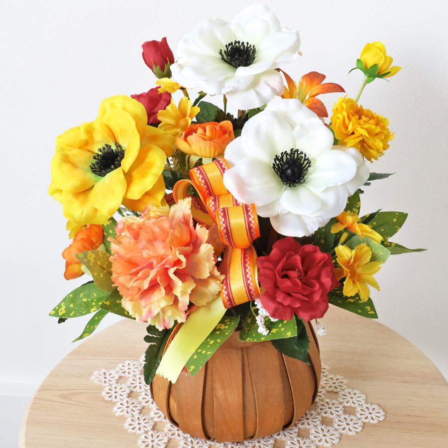 ギフト 造花 大きなアネモネとラナンキュラスの元気いっぱいアレンジ