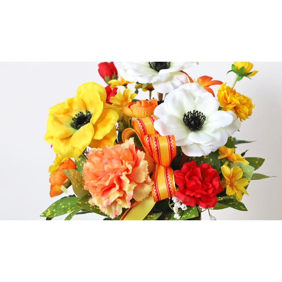 ギフト 造花 大きなアネモネとラナンキュラスの元気いっぱいアレンジ