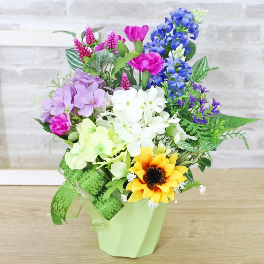 造花アレンジメント 紫陽花 オーキッド 造花 あじさいとミニライラックのアレンジ アジサイ 紫陽花 シルク
