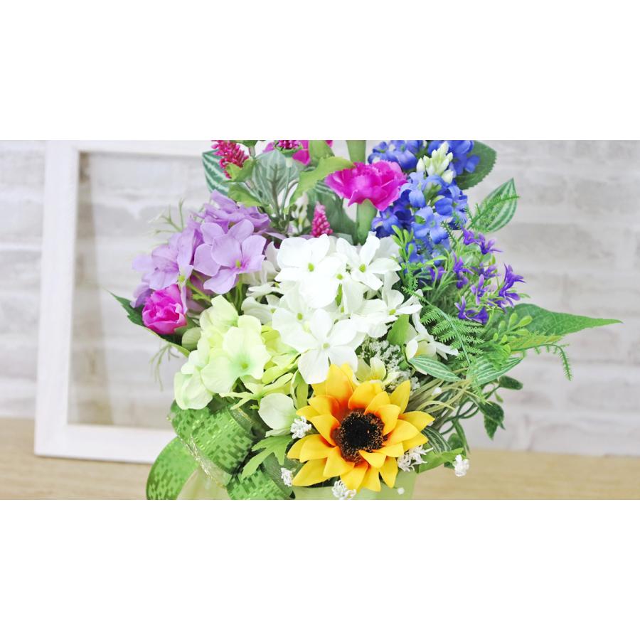 造花 あじさいとミニライラックのアレンジ アジサイ 紫陽花 シルク