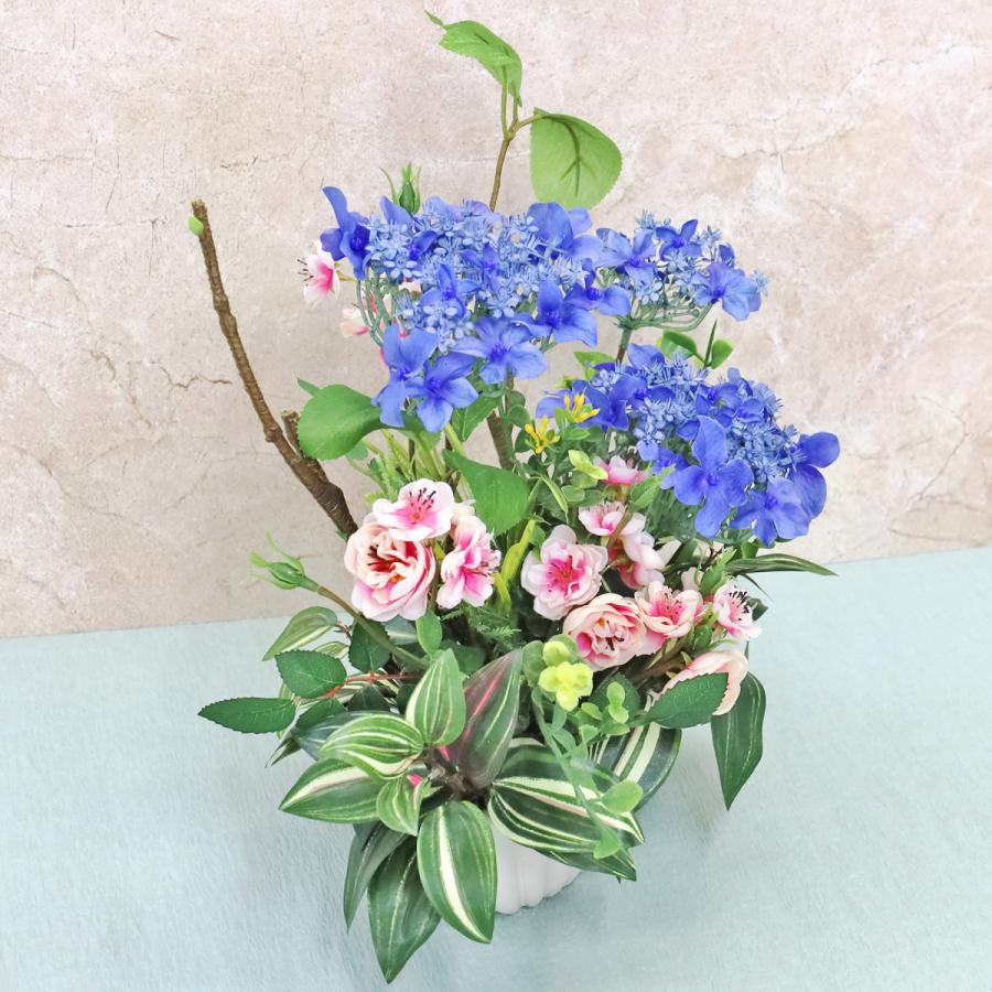 造花 ガクアジサイにピンクの小花がアクセントのアレンジ アジサイ