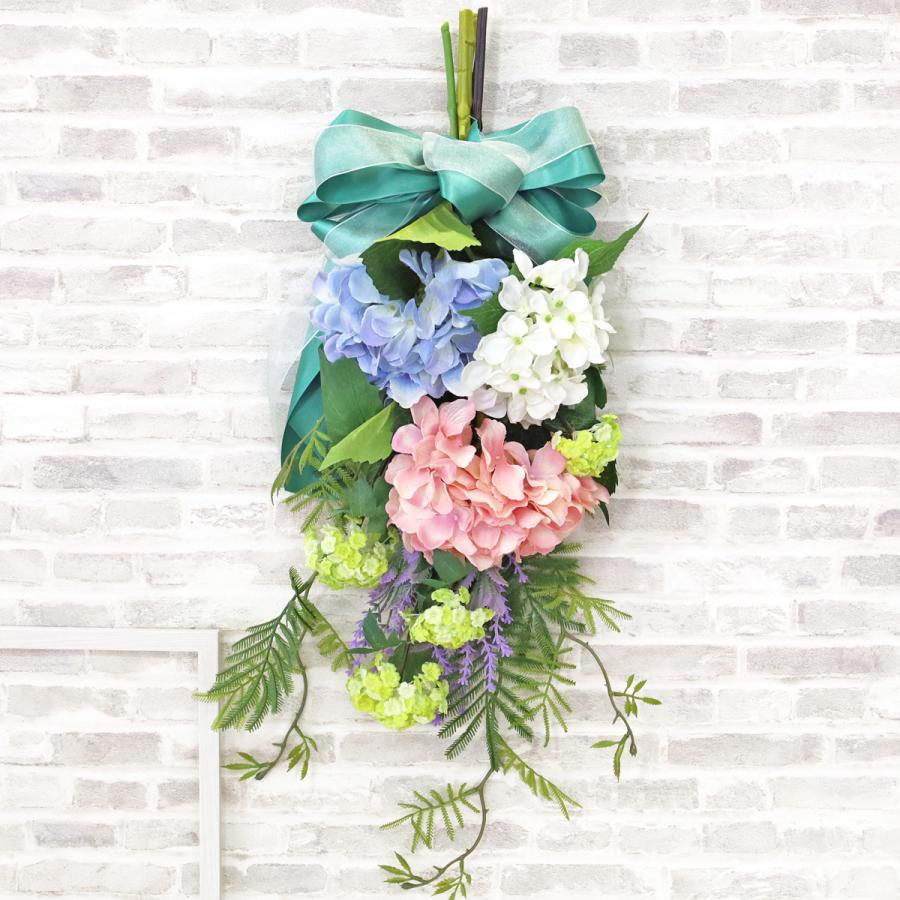 造花 たっぷりなあじさいとラベンダーのスワッグ アジサイ 紫陽花