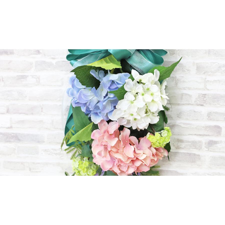 造花 たっぷりなあじさいとラベンダーのスワッグ アジサイ 紫陽花