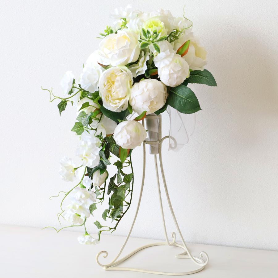 高級　カスケード シルクフラワー ブライダルブーケ 　W44　造花ブーケ flower gift lab / シルクフラワー ブライダルブーケ