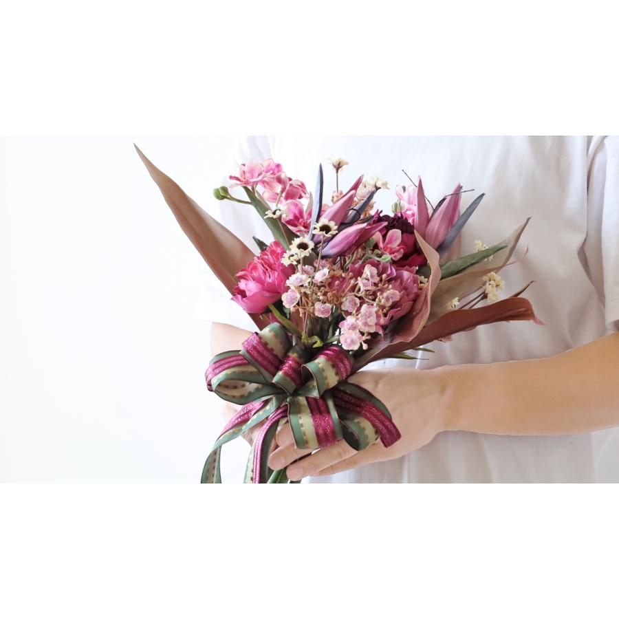 オーキッドの造花ブーケセット 造花 オーキッドやピオニーのクラッチブーケアレンジ ブートニアセット
