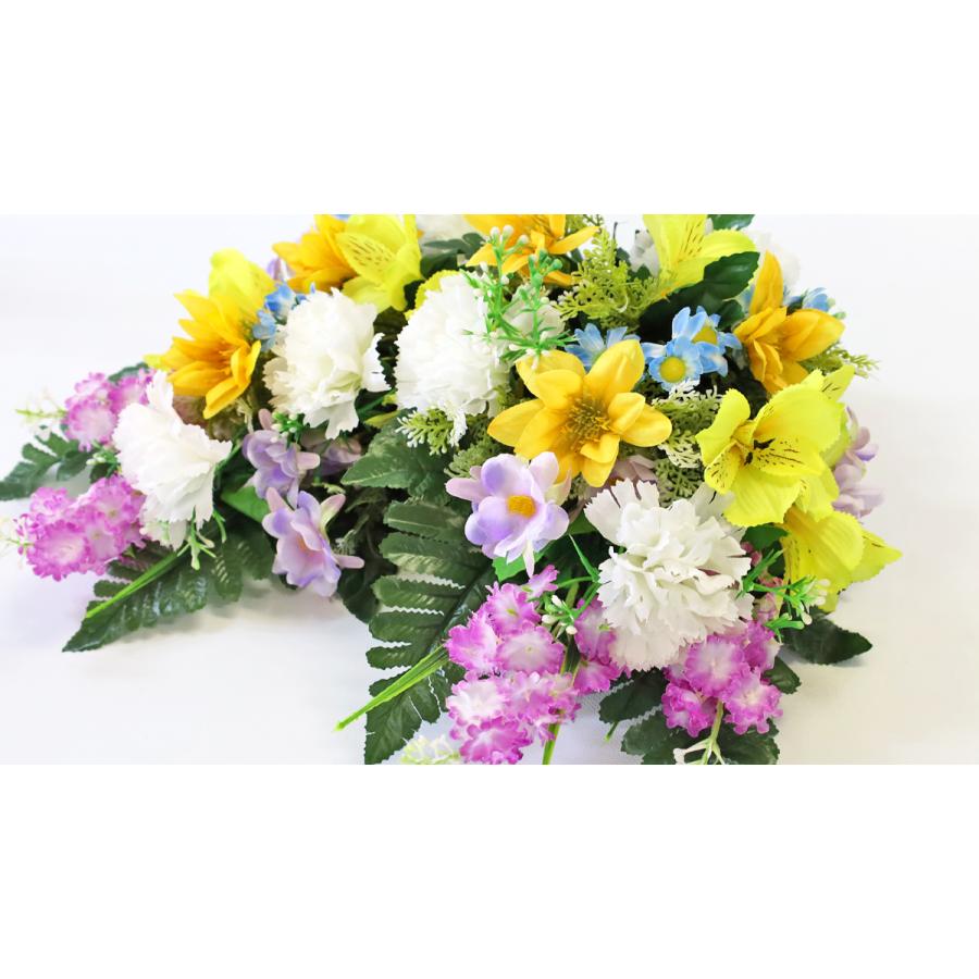 造花 仏花 イエローのアルストロメリアとカーネーションの花束 一対 CT