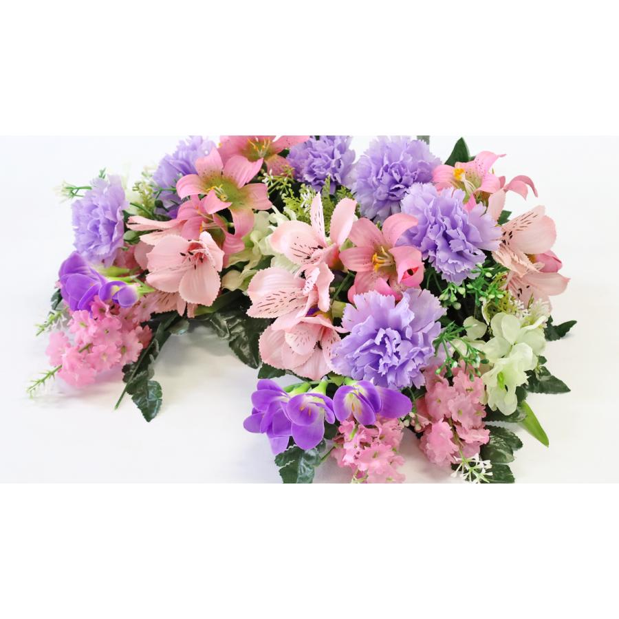 造花 仏花 ピンクのアルストロメリアとカーネーションの花束 一対 CT