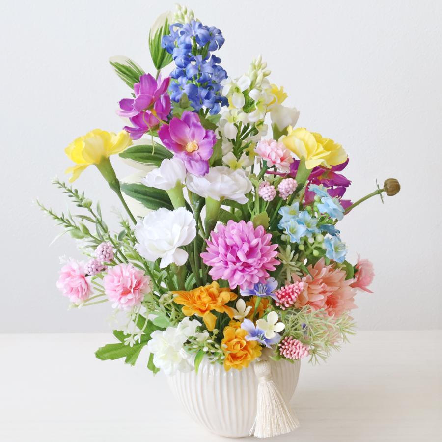 造花 仏花 カーネーション 亡き母に贈る 白いカーネーションとガーベラ