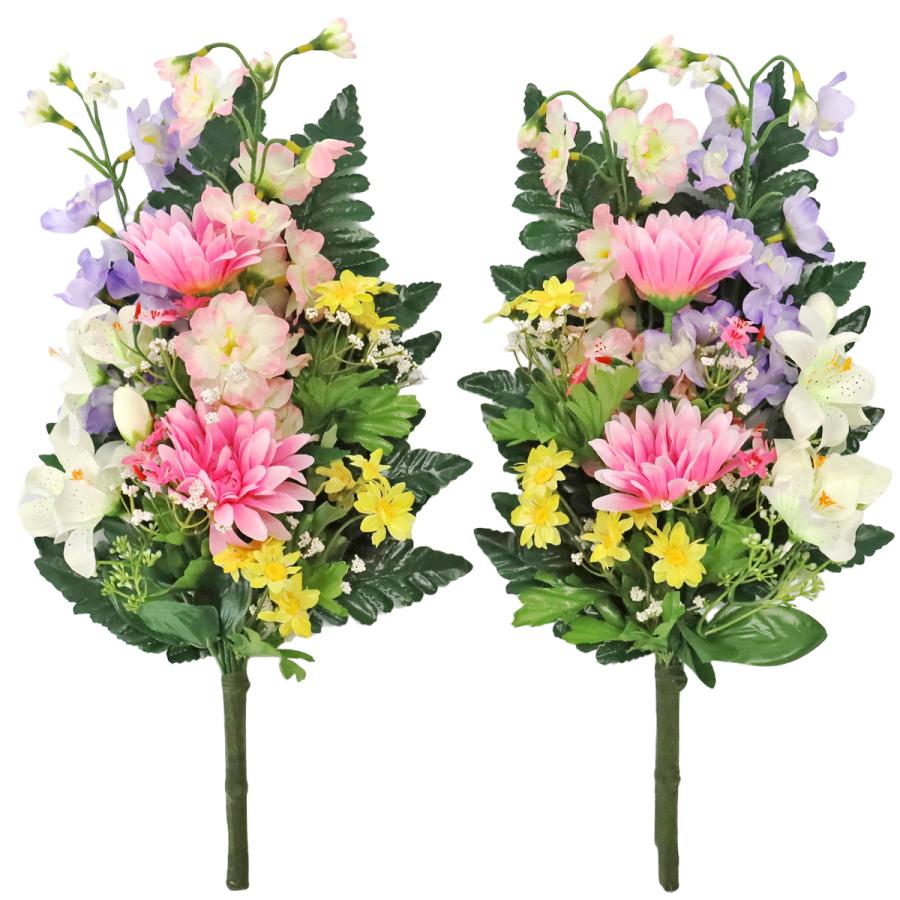 造花 仏花 ガーベラとリリーの花束 一対 CT触媒 シルクフラワー お彼岸