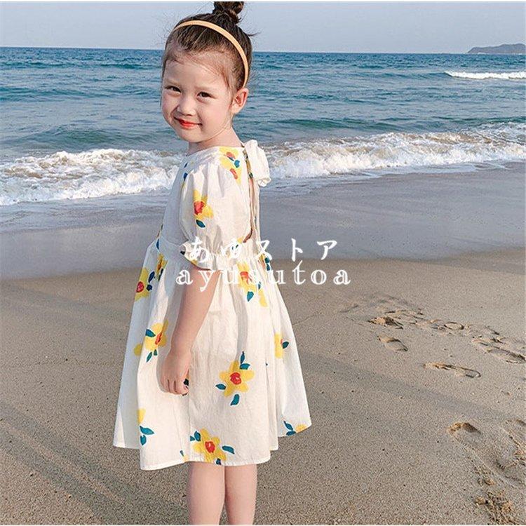 ワンピース キッズ 夏服 子供服 女の子 半袖ワンピース 花柄ワンピース 蝶結び 韓国子供服 ベビー服 子供ドレス 結婚式 お姫様 誕生日 七五三 おしゃれ 可愛い 海外輸入