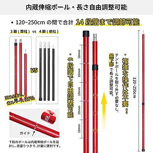 全ての 21年 タープポール Hundrup テントポール アルミニウム製 直経28mm 3節連結 分割式 プッシュボタン式 多段階調節可能 長さ130 メーカー包装済 Turningheadskennel Com