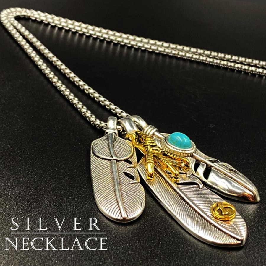 ネックレス フェザー シルバー アクセサリー メンズネックレス ネックレス フェザー シルバー アクセサリー メンズネックレス