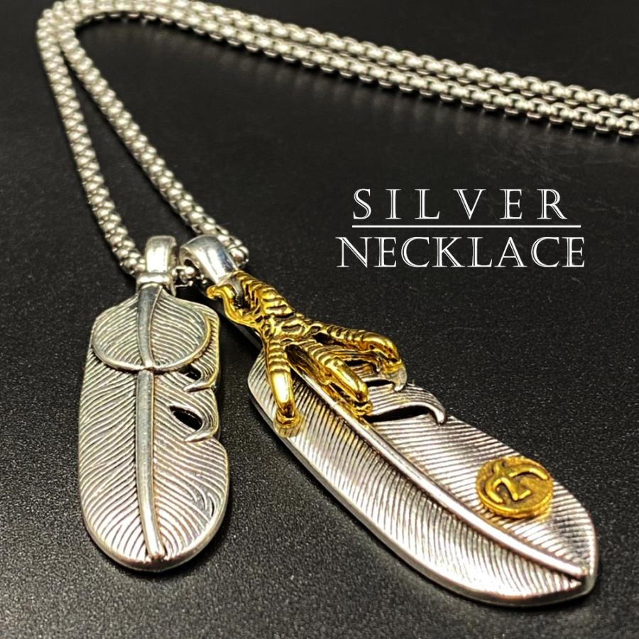 ネックレス フェザー シルバー アクセサリー メンズネックレス ネックレス フェザー シルバー アクセサリー メンズネックレス