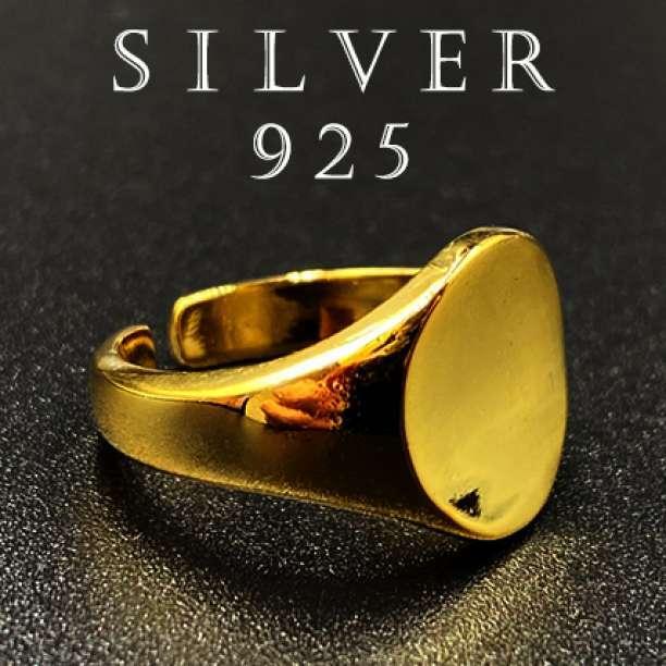 印台925ゴールド カレッジリング シルバー925 印台 リング 指輪 6A ゴールド : SILVER
