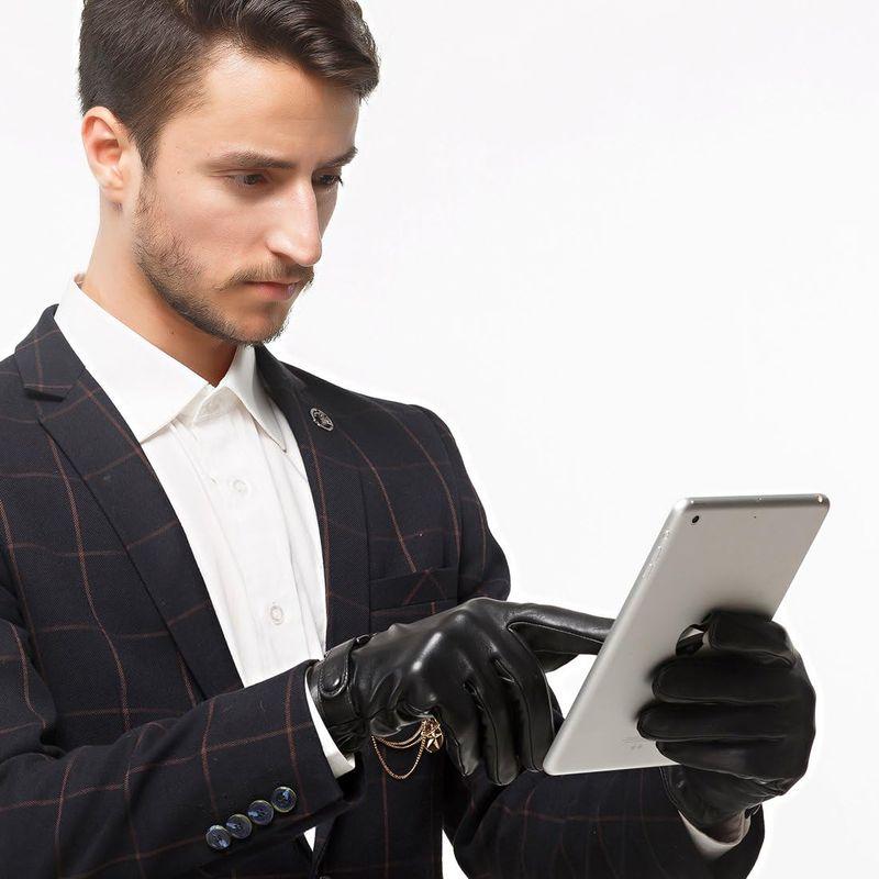 Nappaglo メンズ 男性用 ショート レザー 手袋 自由調整ボタン 通勤 通学 スマホ対応 手作り 運転 ドライブ グローブ （XL｜silver-knight-mart｜04