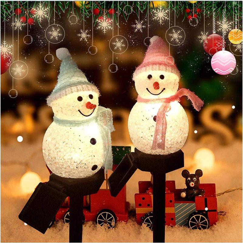ソーラーライト 雪だるま ガーデンライト クリスマス飾り 置物ライト アウトドアソーラーライト 充電式ソーラー 屋外防水ライト クリスマス装｜silver-knight-mart｜02